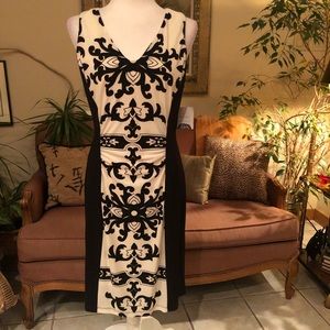 DONNA MORGAN Size 12 Black and White Sleeveless Sheath Dress